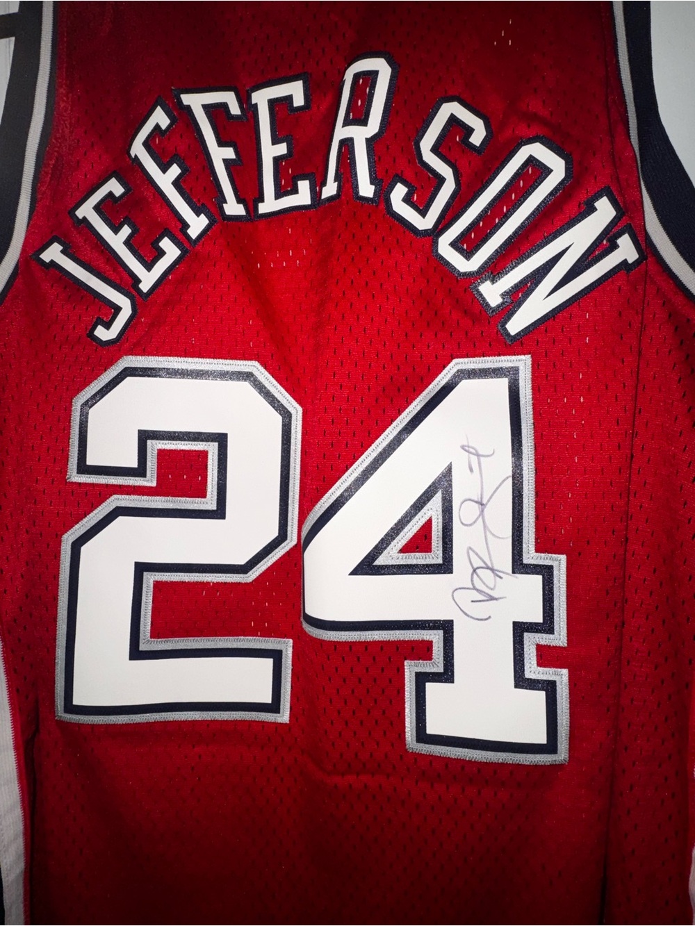 adidas Red Jeffferson #24 Basketball Jersey